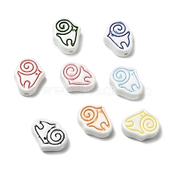 Handmade Porcelain Beads, Hand Painted Ceramic Beads, Snail, Famille Rose Porcelain, Mixed Color, 20x17x7.5mm, Hole: 2.5mm(PORC-Z004-01)