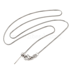 Non-Tarnish 304 Stainless Steel Box Chain Necklace for Women, for Beadable Necklace Making, Stainless Steel Color, 17.24 inch(43.8cm)(NJEW-G104-05P)