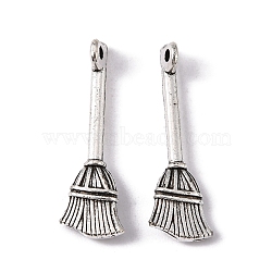 Tibetan Style Zinc Alloy Broom Pendants, Lead Free & Cadmium Free, Antique Silver, 27x8.7x3mm, Hole: 2mm, about 416pcs/500g(TIBEP-R334-317AS-RS)