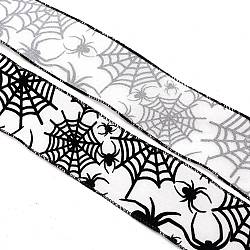 Polyester Ribbons, Garment Accessories, Halloween Theme, Spider Pattern, 2-1/2 inch(63mm)(OCOR-TAC0013-03B)