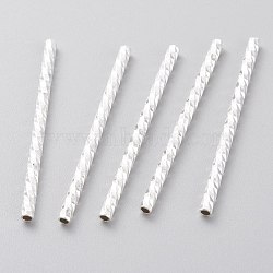Brass Tube Beads, Long-Lasting Plated, Faceted Tube, 925 Sterling Silver Plated, 35x2mm, Hole: 1.2mm(KK-Y003-77C-S)