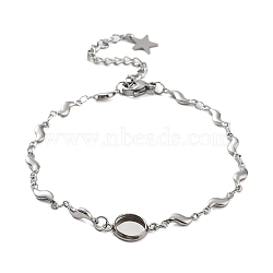 Tarnish Resistant 201 Stainless Steel Link Bracelet Settings Fit for Cabochons, with 304 Stainless Steel Tray, Bracelet Making with Link Chains, Letter S, 7-1/2 inch(19.2cm)(MAK-K023-01C-P)