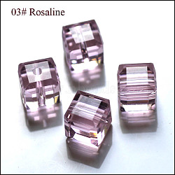 K9 Glass, Imitation Austrian Crystal Beads, Grade AAA, Faceted, Cube, Pink, 5~5.5x5~5.5x5~5.5mm(size within the error range of 0.5~1mm), Hole: 0.7~0.9mm(SWAR-F074-6x6mm-03)