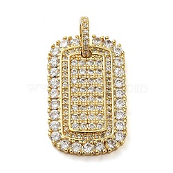 Rack Plating Brass Micro Pave Clear Cubic Zirconia Pendants, Long-Lasting Plated, Cadmium Free & Lead Free, Rectangle, Real 18K Gold Plated, 31mm, Hole: 3.5x3mm(KK-C047-05G)