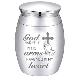 CREATCABIN Alloy Cremation Urn, for Commemorate Kinsfolk Cremains Container, Column, with Velvet Pouch, Silver Polishing Cloth, Disposable Spoon, Cross, 40.5x30mm(AJEW-CN0001-88A)