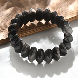 Bicone Natural Silver Obsidian Beads Stretch Bracelets for Women Men, Inner Diameter: 2-1/4~ 2-1/2 inch(5.75~6.45cm)(BJEW-C097-05I)