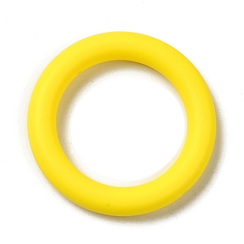 Silicone Beads, Ring, Yellow, 65x10mm, Hole: 3mm