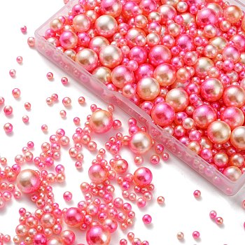 Imitation Pearl Acrylic Beads, No Hole Beads, Round, Hot Pink, 10.8x7.4x1.8cm, about 1520pcs/box