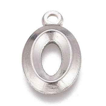 304 Stainless Steel Pendants, Alphabet, Letter.O, 16x10x2mm, Hole: 1.4mm