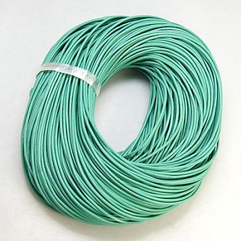 Cowhide Leather Cord, Leather Jewelry Cord, Jewelry DIY Making Material, Round, Dyed, Light Cyan, 2mm