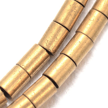 Electroplated Non-magnetic Synthetic Hematite Bead Strands, Column, Golden Plated, 2x2mm, Hole: 1mm, about 189pcs/strand, 15.7 inch