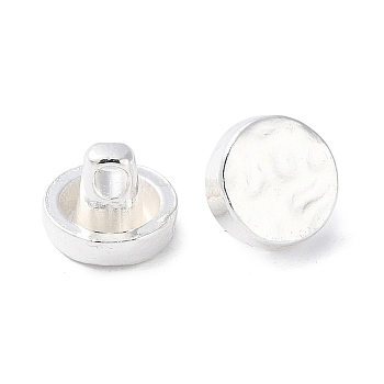 Alloy Button, Long-Lasting Plated, Flat Round, Silver, 8x6mm, Hole: 1.5mm