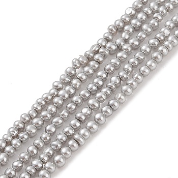 Electroplated Shell Pearl Beads Strands, Potato, Gray, 3.5x3~3.5mm, Hole: 1mm, about 127pcs/strand, 16.14 inch(41cm)