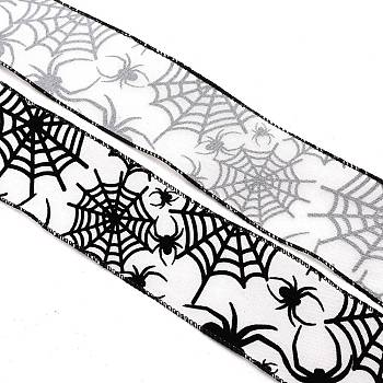 Polyester Ribbons, Garment Accessories, Halloween Theme, Spider Pattern, 2-1/2 inch(63mm)