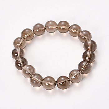 Natural Smoky Quartz Beaded Stretch Bracelets, Round, 2-1/8 inch(55mm), Bead: 8~9mm