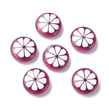 Fruit Series Opaque Resin Cabochons, Mangosteen, 10x3.5mm