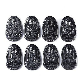 Synthetic Non-Magnetic Hematite Pendants, Figure of God Charms, Mixed Shapes, 47.5x30x7mm, Hole: 1.4mm