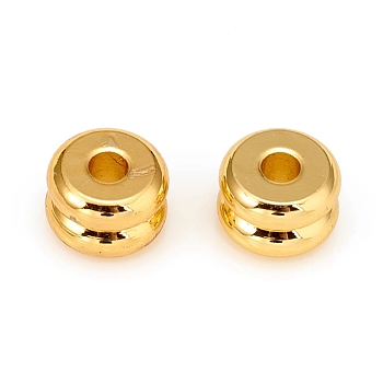 Long-Lasting Plated Brass Spacer Beads, Grooved Beads, Column, Real 18k Gold Plated, 6x3mm, Hole: 1.8mm