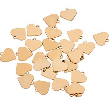 304 Stainless Steel Pendants, Stamping Blank Tag Pendant, Heart, Golden, 15.5x16x0.7mm, Hole: 1.5mm,  30pcs/box