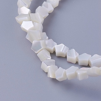 Shell Beads Strands, Star, 4~4.8x4~5x2.1~3mm, Hole: 0.5mm, about 93pcs/strand, 15.82 inch(40.2cm)