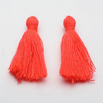 Cotton Thread Tassels Pendant Decorations, Orange Red, 25~31x5mm, about 39~47pcs/bag