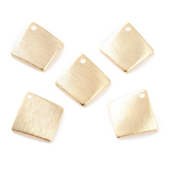 Brass Charms, Twist Rhombus, Real 24K Gold Plated, 15x15x3mm, Hole: 1.2mm