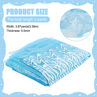 Snowflake Pattern Polyester Mesh Fabric(DIY-WH0387-87)-2