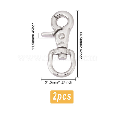 Dicosmetic ステンレス鋼スイベルクラスプ 2 個(STAS-DC0015-60)-2