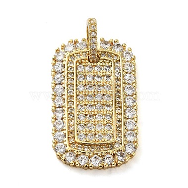 Real 18K Gold Plated Clear Rectangle Brass+Cubic Zirconia Pendants