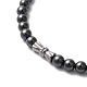 Synthetic Non-magnetic Hematite Oval Pendant Necklace with Round Beaded Chains(NJEW-R259-02)-4