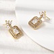Rectangle Brass Micro Pave Clear Cubic Zirconia Dangle Stud Earrings(EJEW-L311-03G)-3