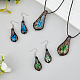 FIBLOOM 2 Sets 2 Colors Teardrop with Flower Glass Dangle Earrings & Pendant Necklace(SJEW-FI0001-14)-5