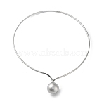 Non-Tarnish 304 Stainless Steel Round Ball Pendant Choker Necklaces, Rigid Necklaces, Stainless Steel Color, Inner Diameter: 5.20 inch(13.2cm)(NJEW-D058-01P)
