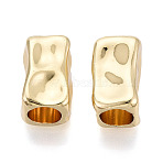 Textured Rack Plating Alloy Large Hole Beads, Nuggets Shape, Golden, 19.5x12x11mm, Hole: 7.8mm(PALLOY-T091-44G)