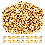 400Pcs Rack Plating Brass Beads, Long-Lasting Plated, Lead Free & Cadmium Free, Round, Real 18K Gold Plated, 4x3.5mm, Hole: 1.5mm, 400pcs/set(KK-ME0001-71)