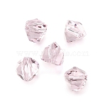 Glass Imitation Austrian Crystal Beads, Polygon, Faceted, Misty Rose, 7x7.5x7.5mm, Hole: 1.2mm(GLAA-P071-02A-03)