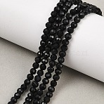 Natural Dyed & Heated Black Onyx Beads Strands, Faceted Round, 3mm, Hole: 0.8mm, about 126pcs/strand, 16 inch(G-A129-3mm-25)