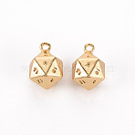 Brass Charms, Nickel Free, Polygon, Real 18K Gold Plated, 12.5x9x9mm, Hole: 1.2mm(X-KK-S356-451-NF)