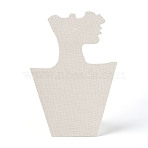 Cardboard Covered with Linen Cloth Necklace & Earring Display Stands, Tabletop Bust Jewelry Holder for Necklace Earring Storage, Photo Props, Linen, 29.5x20.8x0.9cm, Unfold: 10x20.8x25.5cm(ODIS-Q041-07A)
