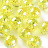 Transparent Acrylic Beads, AB Color Plated, Round, Yellow Green, 20x19mm, Hole: 3mm, about 111pcs/500g(MACR-S370-B20-717)