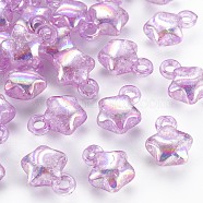 Transparent Crackle Acrylic Pendants, AB Color, Star, Medium Orchid, 18x14x8.5mm, Hole: 3.5mm, about 510pcs/500g(MACR-S373-63-L01)