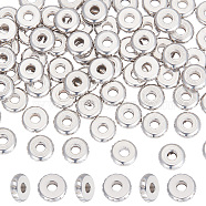 80Pcs 201 Stainless Steel Spacer Beads, Flat Round, Stainless Steel Color, 2x6mm, Hole: 2mm(STAS-UN0057-17)