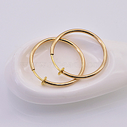 Electroplate Brass Retractable Clip-on Earrings, Non Piercing Spring Hoop Earrings, Cartilage Earring, Real 18k Gold Plated, 30x1~2mm(EJEW-L221-01G)