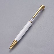 Creative Empty Tube Ballpoint Pens, with Black Ink Pen Refill Inside, for DIY Glitter Epoxy Resin Crystal Ballpoint Pen Herbarium Pen Making, Golden, White, 140x10mm(X-AJEW-L076-A33)