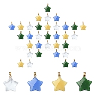 20Pcs 4 Colors Glass Pendants, with Golden Plated Iron Findings, Star Charms, Mixed Color, 23x20x6mm, Hole: 6x2mm, 5pcs/color(GLAA-YW0003-49)