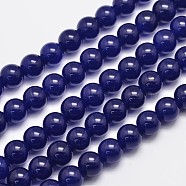 Natural & Dyed Malaysia Jade Bead Strands, Round, Midnight Blue, 10mm, Hole: 1.0mm, about 38pcs/strand, 15 inch(X-G-A146-10mm-A22)