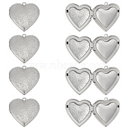 10Pcs 304 Stainless Steel Locket Pendants, Photo Frame Charms for Necklaces, Heart, Stainless Steel Color, 29x29x7mm, Hole: 2mm, Inner Size: 16.5x21.5mm(STAS-UN0026-26)