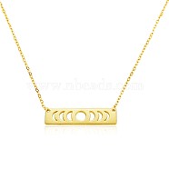 Brass Rectangle with Moon Phase Pendant Necklace with Cable Chains for Women, Golden, 16.14 inch(41cm)(JN1026B)