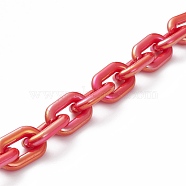 Handmade Opaque Acrylic Cable Chains, for Handbag Chain Making, Red, Links: 31x19x5mm, 39.37 inch(1m)/strand(AJEW-JB00853-03)