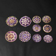 Mandala PET Round Self Adhesive Decorative Stickers, Waterproof Laser Flower Decals for DIY Scrapbooking, Card Making, Purple, 58~82x59~82x0.2mm(DIY-K069-02F)